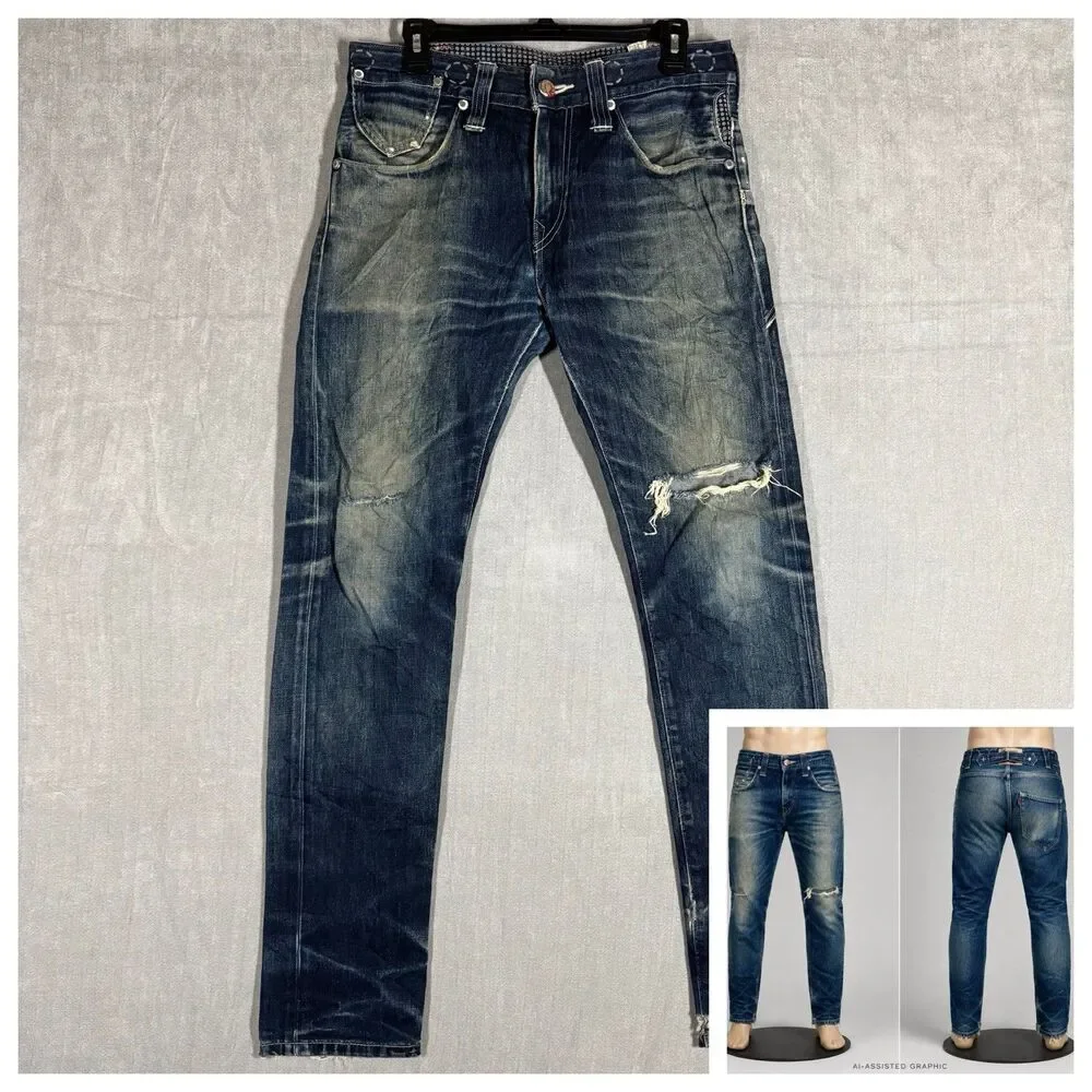 Levi’s Engineered Jeans W32 R111 Tapered Distressed Denim Y2K **UNIQUE - RARE**